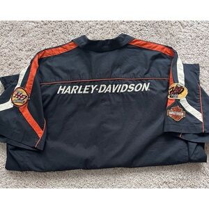 Harley Davidson Cotton Twill Button Mechanic Racing Shirt With Patches NWOT 3XL